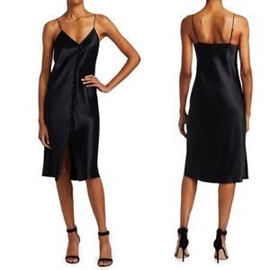 Cami NYC Black Silk Midi Slip Dress